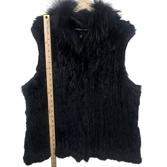 Conrad Luxury Vest Size M Black Rabbit Fur Raccoon Black Designer Whimsigoth - Picture 4 of 9